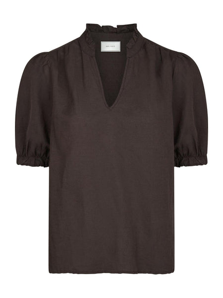 Odesa linen blouse dark brown