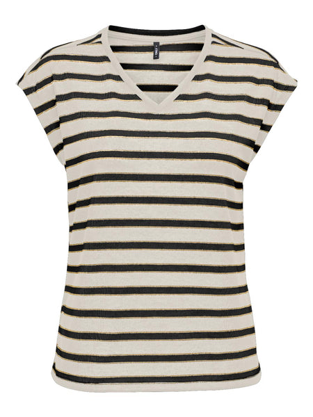ONLFINE S/S V-NECK SHINE TOP