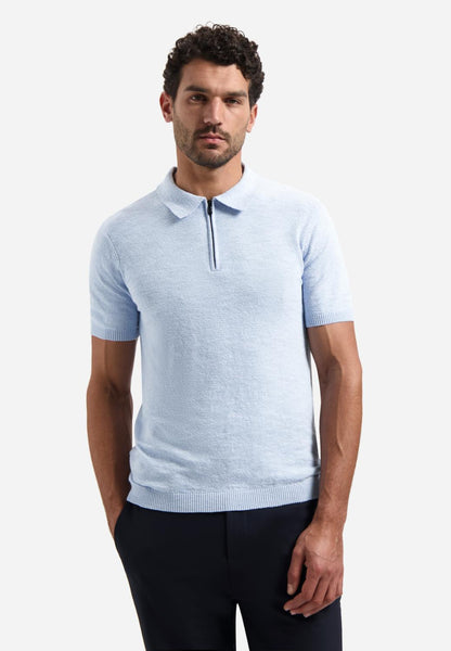 Pullover s/s polo zip blue