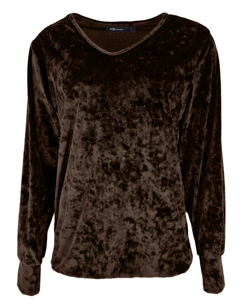 Top bella velours bruin