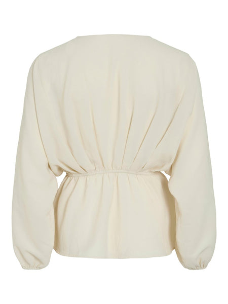 VISELIA V-NECK L/S PEPLUM TOP