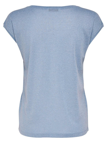 ONLSILVERY S/S V NECK LUREX T