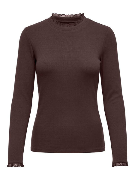 ONLLESLIE L/S LACE MIX TOP JR