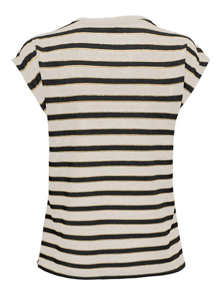 ONLFINE S/S V-NECK SHINE TOP