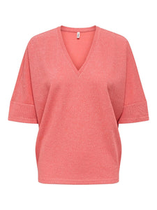 ONLIVY S/S GLITTER V-NECK TOP