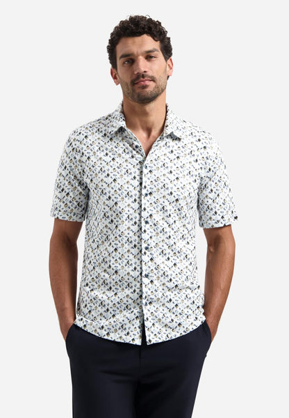 Shirt s/s jersey printed blue