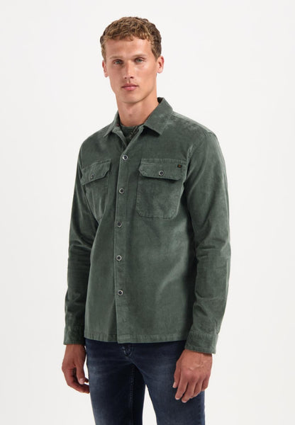 Overshirt buttons twill green