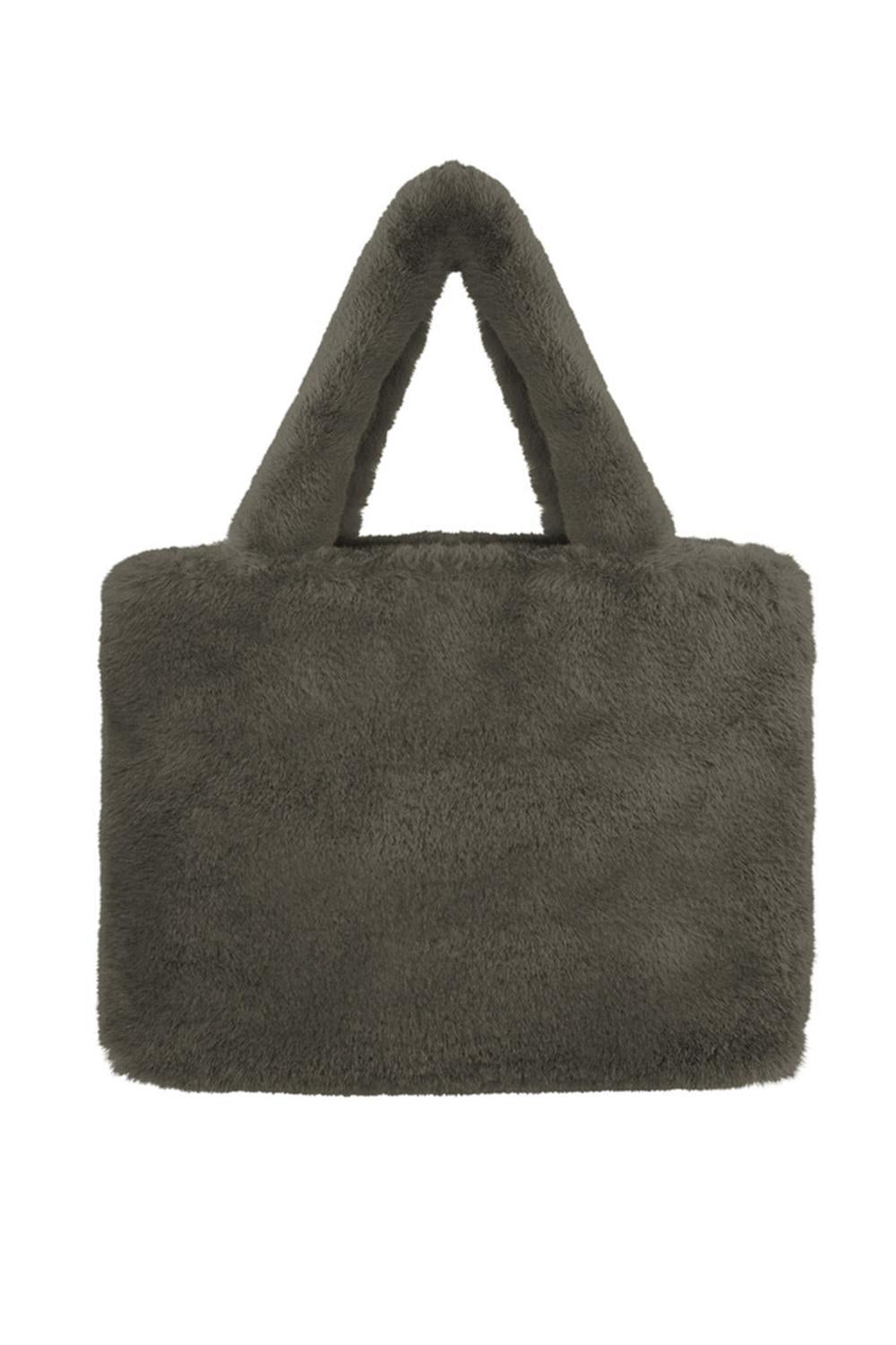 Faux fur city bag large grey