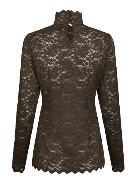 Liza lace blouse chocolate