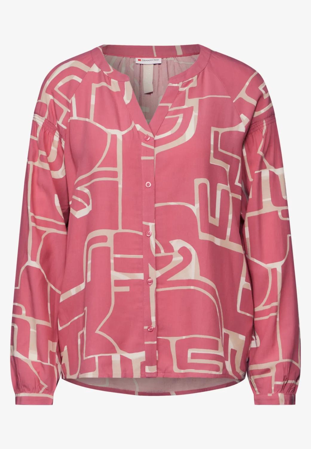 Buttoned tunic blouse w smok 