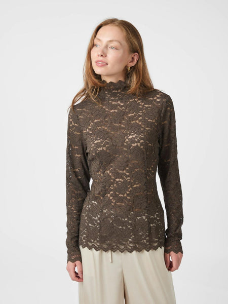Liza lace blouse chocolate