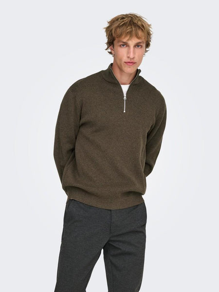 ONSTING REG HALF ZIP KNIT NOO