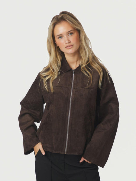 Titan faux suede jacket brown