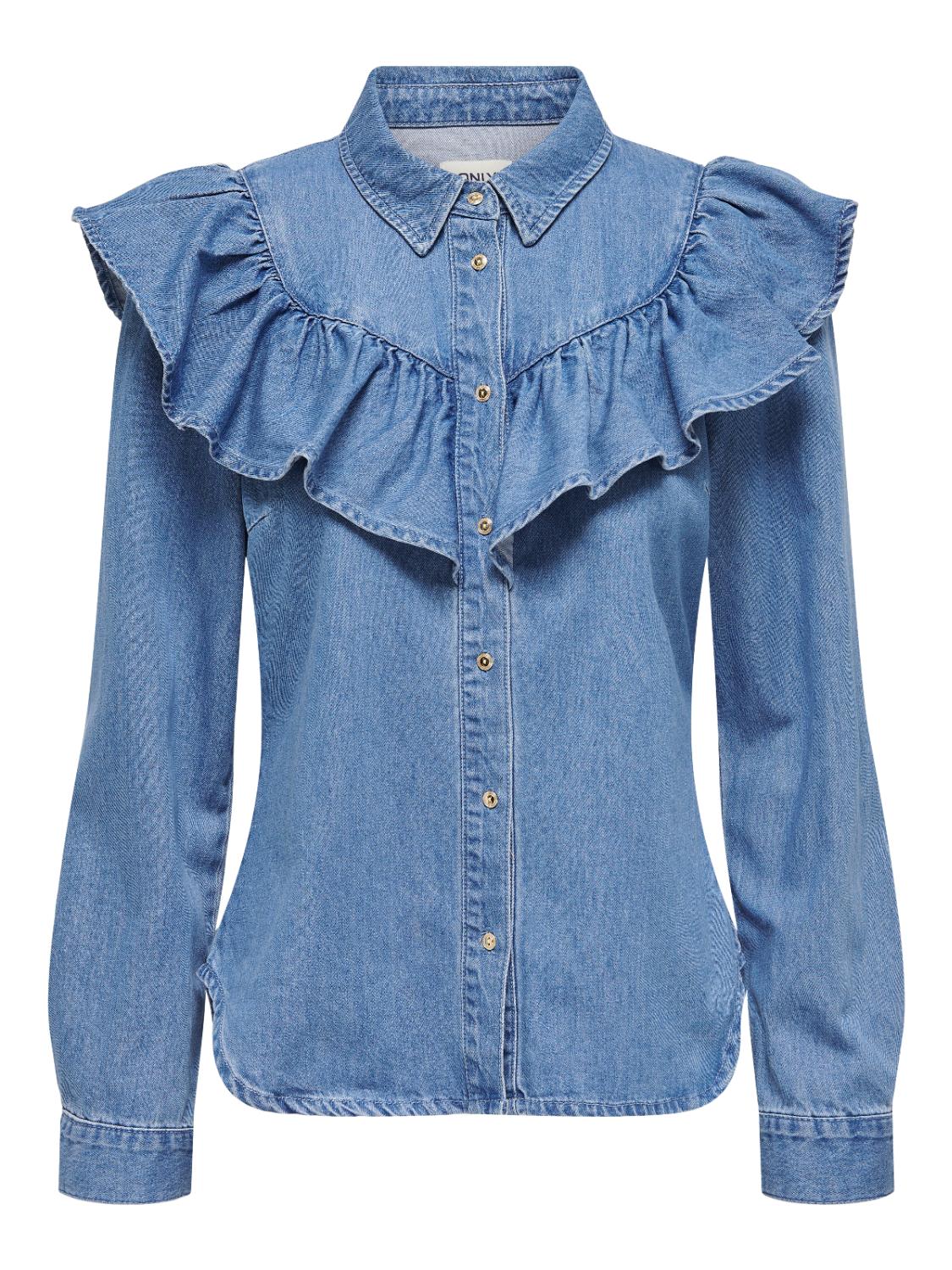 ONLINDIGO LS FRILL DNM SHIRT