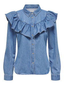 ONLINDIGO LS FRILL DNM SHIRT