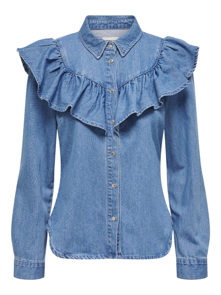 ONLINDIGO LS FRILL DNM SHIRT