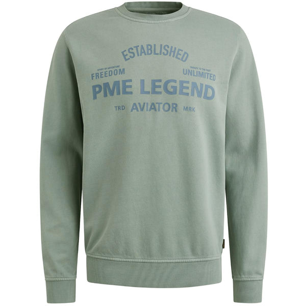 Crewneck terry garment dyed