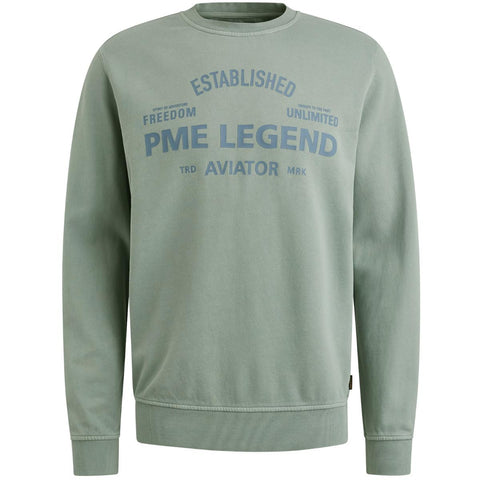 Crewneck terry garment dyed