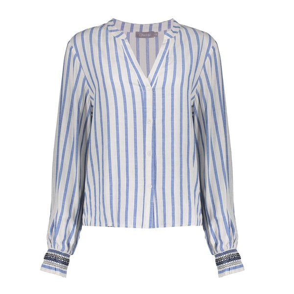 Blouse striped embroiderd cuf