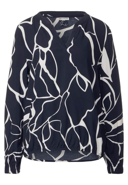 Printed splitneck blouse w ta