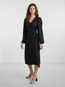 YASLEIDO LS WRAP MIDI DRESS