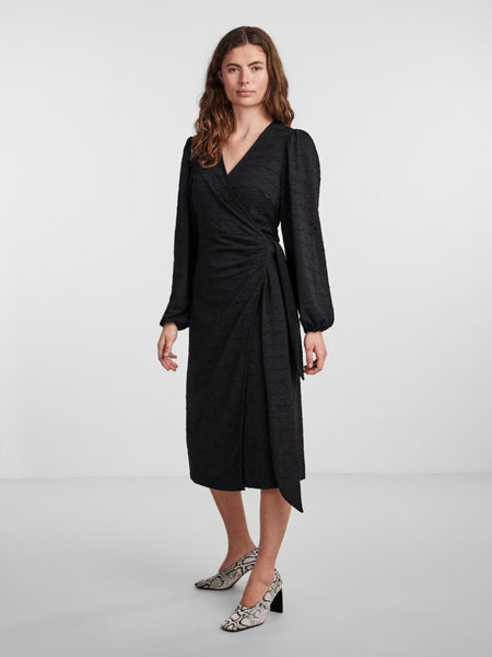 YASLEIDO LS WRAP MIDI DRESS