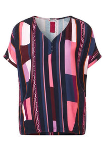 printed v-neck shirt w.button