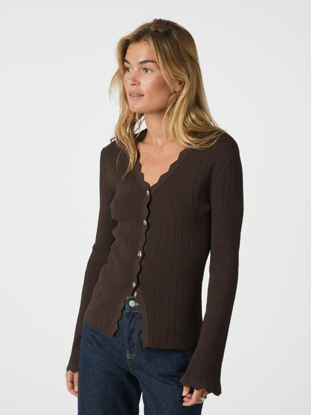 Clara stitch knit blouse brown