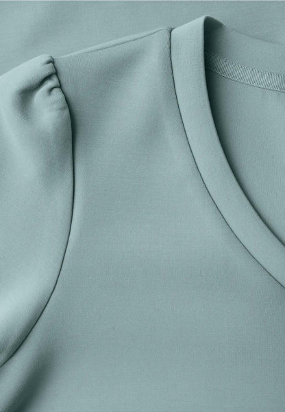 v-neck silk look shirt w.gath