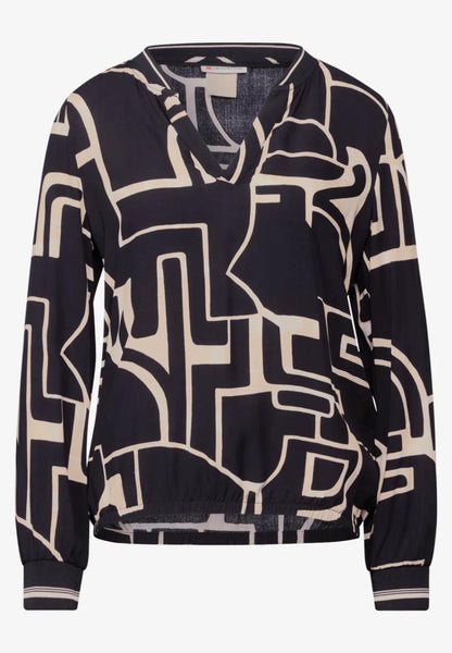 Splitneck blouse w tape detai