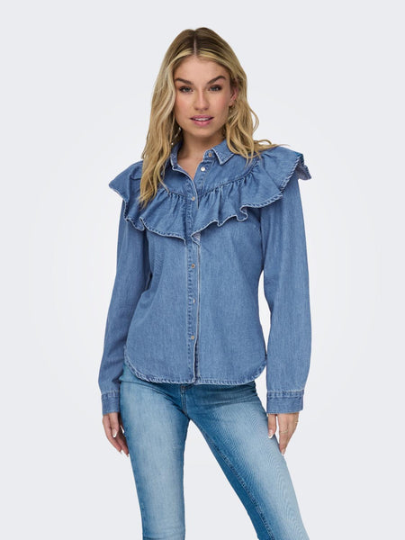 ONLINDIGO LS FRILL DNM SHIRT