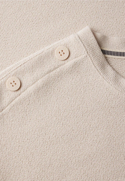 TOS Solid Crepe Button T-Shir