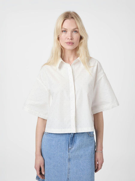 Jasie poplin stone shirt white