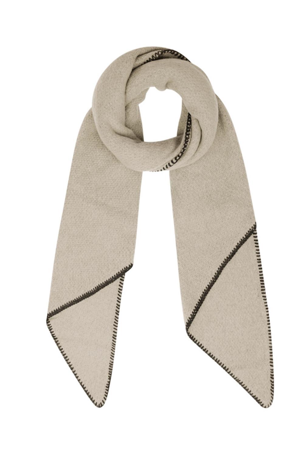 Scarf with black stiches beige