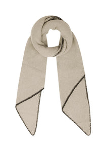 Scarf with black stiches beige