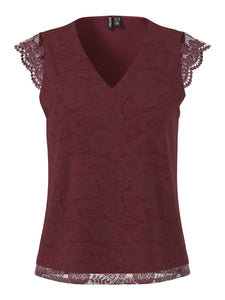 PCOLLINE SL LACE V-NECK TOP W