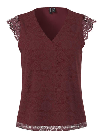 PCOLLINE SL LACE V-NECK TOP W