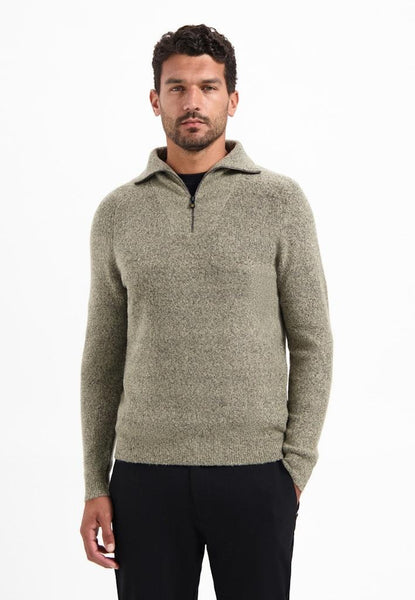 Pullover collar half zip sand