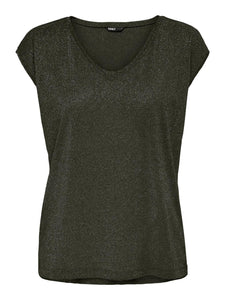 ONLSILVERY S/S V NECK LUREX T