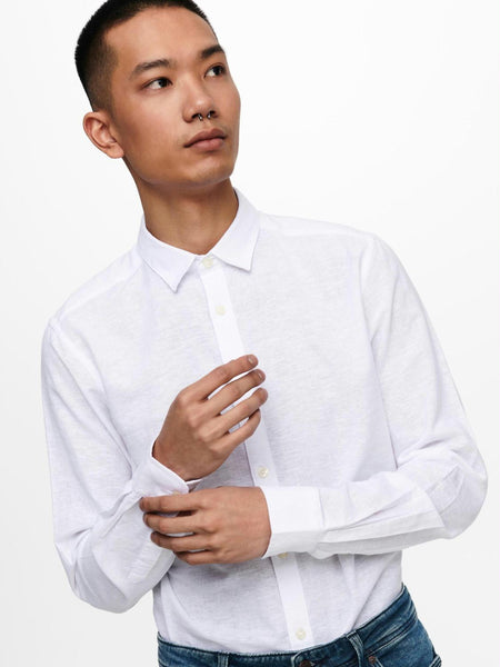 ONSCAIDEN LS SOLID LINEN SHIR