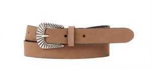 Smalle taupe riem suede 25135
