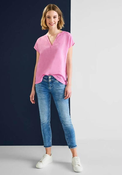 LS_Solid shirtblouse w splitn