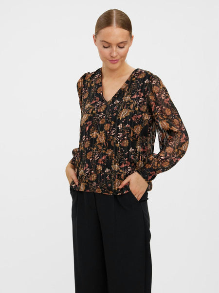 VMMINA L/S V-NECK TOP WVN BTQ