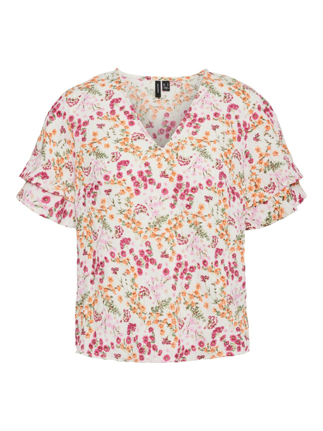 VMUTILLA S/S V-NECK TOP WVN B