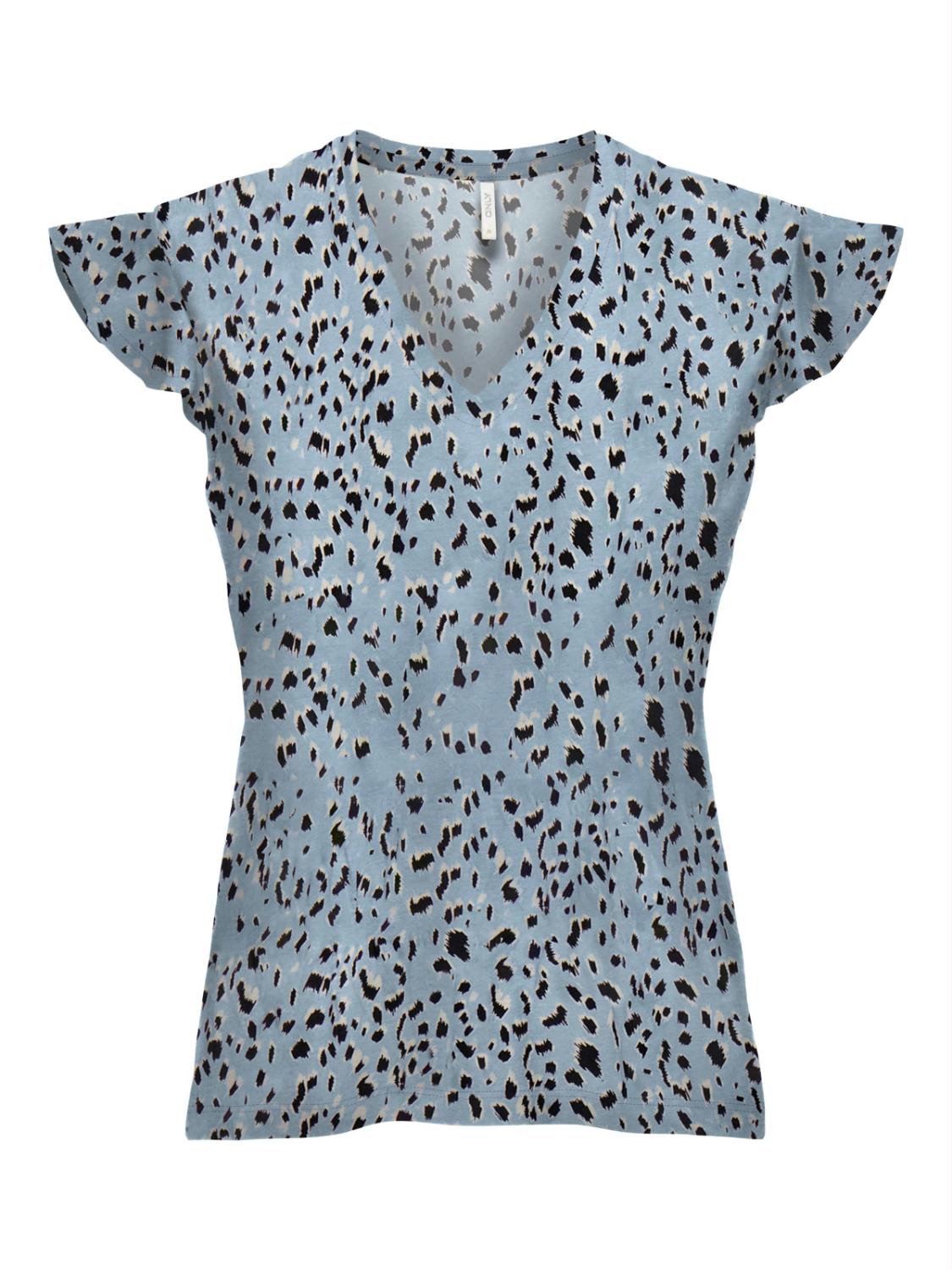 ONLMAY S/S AOP FRILL TOP JRS