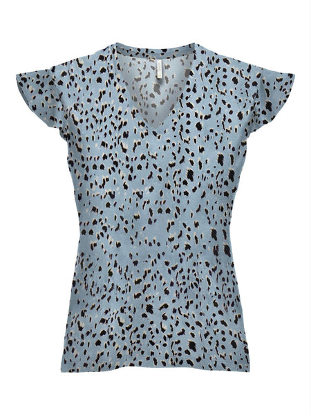 ONLMAY S/S AOP FRILL TOP JRS