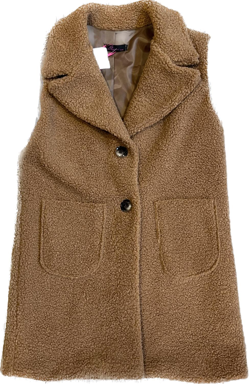 Teddy Gilet lang camel