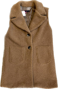 Teddy Gilet lang camel