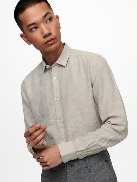 ONSCAIDEN LS SOLID LINEN SHIR