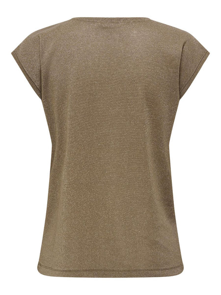ONLSILVERY S/S V NECK LUREX T
